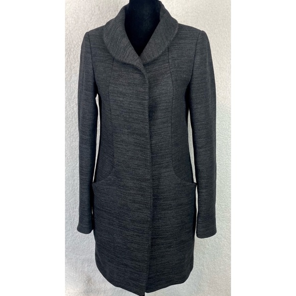 WILFRED • Aritzia Dark Grey/Charcoal Cocoon Wool-Cashmere Trench Coat - Picture 4 of 16